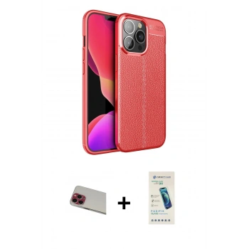 MARSİLYAN™- iPhone 13 Pro Max Kılıf Doruk Klasik Özel Seri - Şeffaf Pasifik Cam Ekran Koruyucu + Rainbow Kamera Lens Koruma Cam - KI