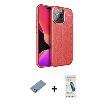MARSİLYAN™- iPhone 13 Pro Max Kılıf Doruk Klasik Özel Seri - Şeffaf Pasifik Cam Ekran Koruyucu + Shine Kamera Lens Koruma Cam - GI