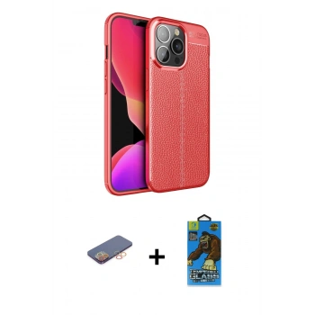 MARSİLYAN™- iPhone 13 Pro Max Kılıf Doruk Klasik Özel Seri - Siyah 18D Cam Ekran Koruyucu + Renkli Kamera Lens Koruma Cam - TU