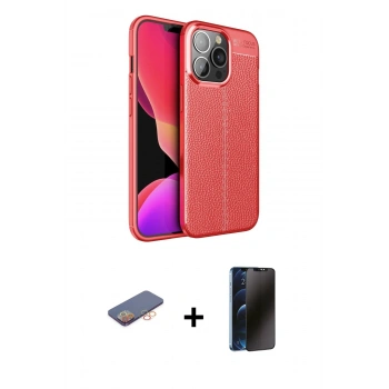 MARSİLYAN™- iPhone 13 Pro Max Kılıf Doruk Klasik Özel Seri - Siyah 3D Antistatik Hayalet Cam Ekran Koruyucu + Renkli Kamera Lens Koruma Cam - TU