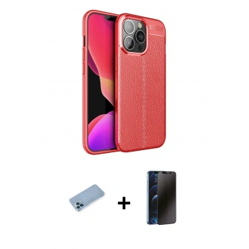 MARSİLYAN™- iPhone 13 Pro Max Kılıf Doruk Klasik Özel Seri - Siyah 3D Antistatik Hayalet Cam Ekran Koruyucu + Shine Kamera Lens Koruma Cam - MI
