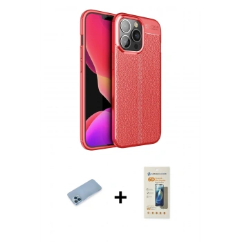 MARSİLYAN™- iPhone 13 Pro Max Kılıf Doruk Klasik Özel Seri - Siyah 6D Mat Seramik Hayalet Nano Ekran Koruyucu + Shine Kamera Lens Koruma Cam - MI