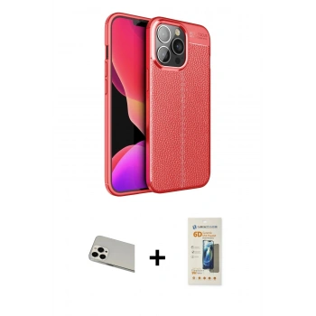 MARSİLYAN™- iPhone 13 Pro Max Kılıf Doruk Klasik Özel Seri - Siyah 6D Mat Seramik Hayalet Nano Ekran Koruyucu + Rainbow Kamera Lens Koruma Cam - BZ