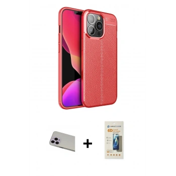 MARSİLYAN™- iPhone 13 Pro Max Kılıf Doruk Klasik Özel Seri - Siyah 6D Mat Seramik Hayalet Nano Ekran Koruyucu + Rainbow Kamera Lens Koruma Cam - MR