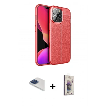MARSİLYAN™- iPhone 13 Pro Max Kılıf Doruk Klasik Özel Seri - Siyah Bilvis 3D Cam Ekran Koruyucu + Pers Alüminyum Kamera Lens - LT