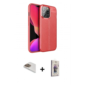 MARSİLYAN™- iPhone 13 Pro Max Kılıf Doruk Klasik Özel Seri - Siyah Bilvis 3D Cam Ekran Koruyucu + Pers Alüminyum Kamera Lens - GD