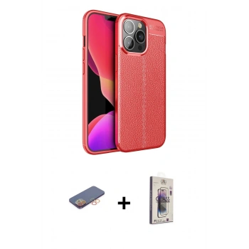 MARSİLYAN™- iPhone 13 Pro Max Kılıf Doruk Klasik Özel Seri - Siyah Bilvis 3D Cam Ekran Koruyucu + Renkli Kamera Lens Koruma Cam - TU