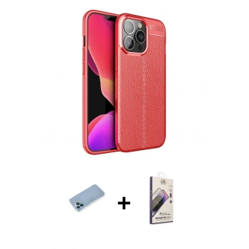 MARSİLYAN™- iPhone 13 Pro Max Kılıf Doruk Klasik Özel Seri - Siyah Bilvis 3D Mat Cam Ekran Koruyucu + Shine Kamera Lens Koruma Cam - MI