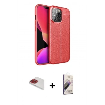MARSİLYAN™- iPhone 13 Pro Max Kılıf Doruk Klasik Özel Seri - Siyah Bilvis 3D Mat Cam Ekran Koruyucu + Pers Alüminyum Kamera Lens - KI