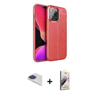 MARSİLYAN™- iPhone 13 Pro Max Kılıf Doruk Klasik Özel Seri - Siyah Bilvis 3D Mat Cam Ekran Koruyucu + Pers Alüminyum Kamera Lens - LT