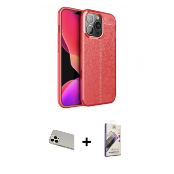 MARSİLYAN™- iPhone 13 Pro Max Kılıf Doruk Klasik Özel Seri - Siyah Bilvis 3D Mat Cam Ekran Koruyucu + Rainbow Kamera Lens Koruma Cam - BZ
