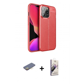 MARSİLYAN™- iPhone 13 Pro Max Kılıf Doruk Klasik Özel Seri - Siyah Bilvis 3D Mat Cam Ekran Koruyucu + Renkli Kamera Lens Koruma Cam - SI