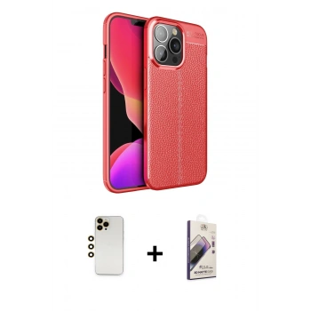 MARSİLYAN™- iPhone 13 Pro Max Kılıf Doruk Klasik Özel Seri - Siyah Bilvis 3D Mat Cam Ekran Koruyucu + Shine Kamera Lens - GD