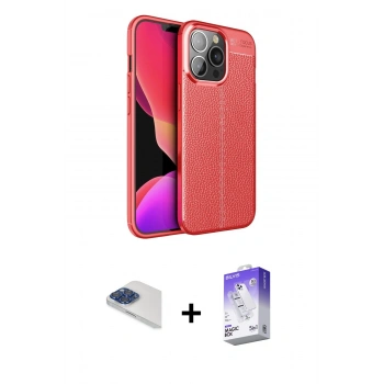 MARSİLYAN™- iPhone 13 Pro Max Kılıf Doruk Klasik Özel Seri - Siyah Bilvis 5in1 3D Magic Cam Ekran Koruyucu + Pers Alüminyum Kamera Lens - LT