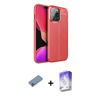 MARSİLYAN™- iPhone 13 Pro Max Kılıf Doruk Klasik Özel Seri - Siyah Bilvis 5in1 3D Magic Cam Ekran Koruyucu + Shine Kamera Lens Koruma Cam - PE