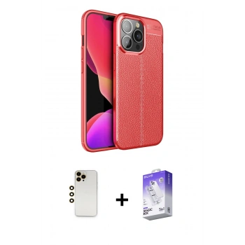 MARSİLYAN™- iPhone 13 Pro Max Kılıf Doruk Klasik Özel Seri - Siyah Bilvis 5in1 3D Magic Cam Ekran Koruyucu + Shine Kamera Lens - GD