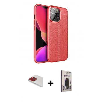 MARSİLYAN™- iPhone 13 Pro Max Kılıf Doruk Klasik Özel Seri - Siyah Bilvis Hayalet Cam Ekran Koruyucu + Pers Alüminyum Kamera Lens - KI