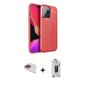 MARSİLYAN™- iPhone 13 Pro Max Kılıf Doruk Klasik Özel Seri - Siyah Bilvis Hayalet Cam Ekran Koruyucu + Pers Alüminyum Kamera Lens - GI