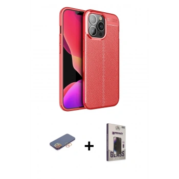 MARSİLYAN™- iPhone 13 Pro Max Kılıf Doruk Klasik Özel Seri - Siyah Bilvis Hayalet Cam Ekran Koruyucu + Renkli Kamera Lens Koruma Cam - TU