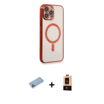 MARSİLYAN™- iPhone 13 Pro Max Kılıf Doruk Minimal - Şeffaf Maxco Cam Ekran Koruyucu + Shine Kamera Lens Koruma Cam - MI