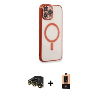 MARSİLYAN™- iPhone 13 Pro Max Kılıf Doruk Minimal - Şeffaf Maxco Cam Ekran Koruyucu + Raze Metal Kamera Lens - GD