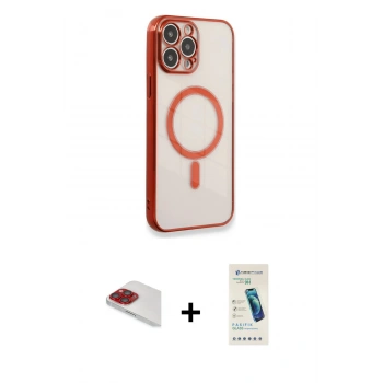 MARSİLYAN™- iPhone 13 Pro Max Kılıf Doruk Minimal - Şeffaf Pasifik Cam Ekran Koruyucu + Pers Alüminyum Kamera Lens - KI