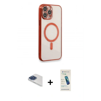 MARSİLYAN™- iPhone 13 Pro Max Kılıf Doruk Minimal - Şeffaf Pasifik Cam Ekran Koruyucu + Pers Alüminyum Kamera Lens - LT