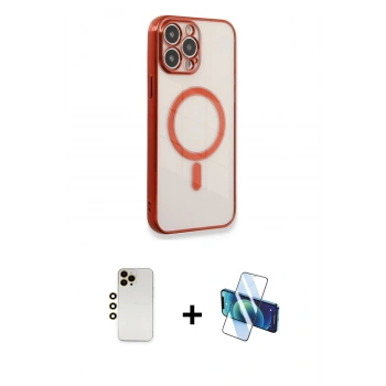 MARSİLYAN™- iPhone 13 Pro Max Kılıf Doruk Minimal - Siyah 3D Antistatik Cam Ekran Koruyucu + Shine Kamera Lens - GD