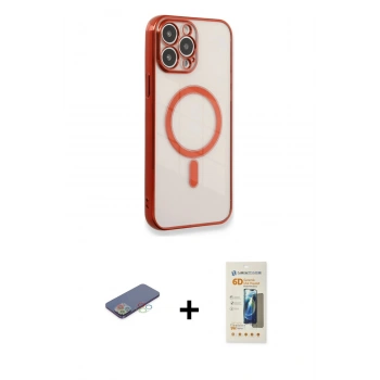 MARSİLYAN™- iPhone 13 Pro Max Kılıf Doruk Minimal - Siyah 6D Mat Seramik Hayalet Nano Ekran Koruyucu + Renkli Kamera Lens Koruma Cam - MI