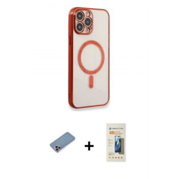 MARSİLYAN™- iPhone 13 Pro Max Kılıf Doruk Minimal - Siyah 6D Mat Seramik Hayalet Nano Ekran Koruyucu + Shine Kamera Lens Koruma Cam - PE