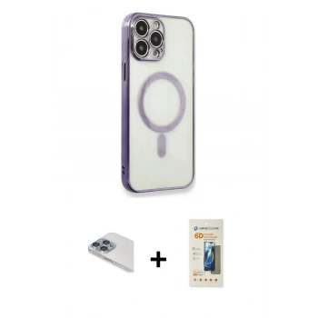 MARSİLYAN™- iPhone 13 Pro Max Kılıf Doruk Minimal - Siyah 6D Mat Seramik Hayalet Nano Ekran Koruyucu + Pers Alüminyum Kamera Lens - SABE