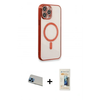 MARSİLYAN™- iPhone 13 Pro Max Kılıf Doruk Minimal - Siyah 6D Mat Seramik Hayalet Nano Ekran Koruyucu + Rainbow Kamera Lens Koruma Cam - MI