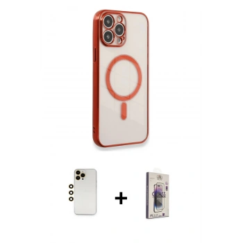 MARSİLYAN™- iPhone 13 Pro Max Kılıf Doruk Minimal - Siyah Bilvis 3D Cam Ekran Koruyucu + Shine Kamera Lens - GD