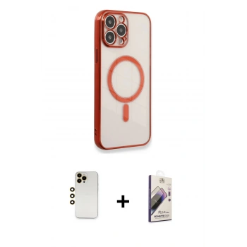 MARSİLYAN™- iPhone 13 Pro Max Kılıf Doruk Minimal - Siyah Bilvis 3D Mat Cam Ekran Koruyucu + Shine Kamera Lens - GD