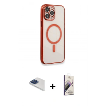 MARSİLYAN™- iPhone 13 Pro Max Kılıf Doruk Minimal - Siyah Bilvis 3D Mat Cam Ekran Koruyucu + Pers Alüminyum Kamera Lens - LT