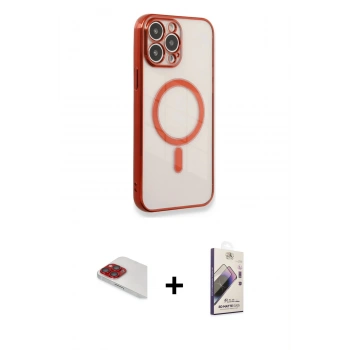MARSİLYAN™- iPhone 13 Pro Max Kılıf Doruk Minimal - Siyah Bilvis 3D Mat Cam Ekran Koruyucu + Pers Alüminyum Kamera Lens - KI