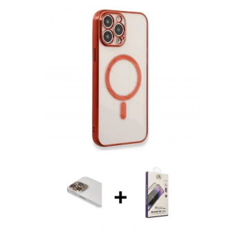MARSİLYAN™- iPhone 13 Pro Max Kılıf Doruk Minimal - Siyah Bilvis 3D Mat Cam Ekran Koruyucu + Pers Alüminyum Kamera Lens - GD