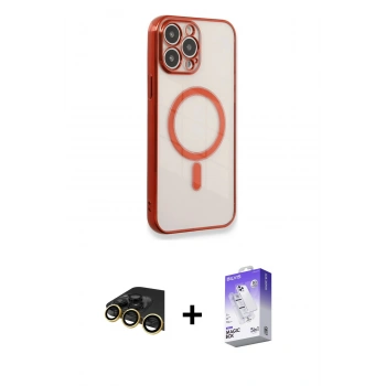 MARSİLYAN™- iPhone 13 Pro Max Kılıf Doruk Minimal - Siyah Bilvis 5in1 3D Magic Cam Ekran Koruyucu + Raze Metal Kamera Lens - GD