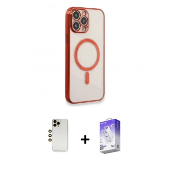 MARSİLYAN™- iPhone 13 Pro Max Kılıf Doruk Minimal - Siyah Bilvis 5in1 3D Magic Cam Ekran Koruyucu + Shine Kamera Lens - GD