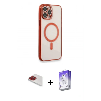 MARSİLYAN™- iPhone 13 Pro Max Kılıf Doruk Minimal - Siyah Bilvis 5in1 3D Magic Cam Ekran Koruyucu + Pers Alüminyum Kamera Lens - KI
