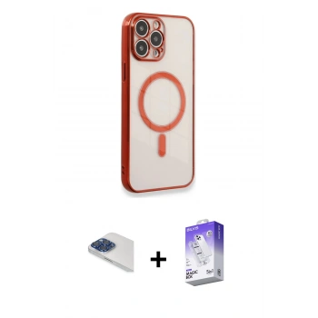 MARSİLYAN™- iPhone 13 Pro Max Kılıf Doruk Minimal - Siyah Bilvis 5in1 3D Magic Cam Ekran Koruyucu + Pers Alüminyum Kamera Lens - LT