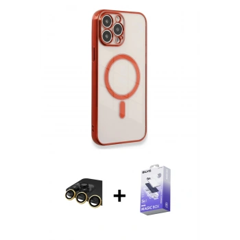 MARSİLYAN™- iPhone 13 Pro Max Kılıf Doruk Minimal - Siyah Bilvis 5in1 5D Magic Hayalet Cam Ekran Koruyucu + Raze Metal Kamera Lens - GD
