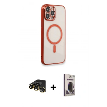 MARSİLYAN™- iPhone 13 Pro Max Kılıf Doruk Minimal - Siyah Bilvis Hayalet Cam Ekran Koruyucu + Raze Metal Kamera Lens - GD
