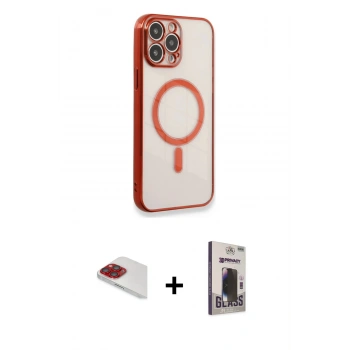 MARSİLYAN™- iPhone 13 Pro Max Kılıf Doruk Minimal - Siyah Bilvis Hayalet Cam Ekran Koruyucu + Pers Alüminyum Kamera Lens - KI
