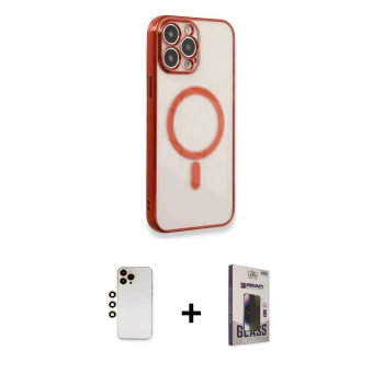 MARSİLYAN™- iPhone 13 Pro Max Kılıf Doruk Minimal - Siyah Bilvis Hayalet Cam Ekran Koruyucu + Shine Kamera Lens - GD