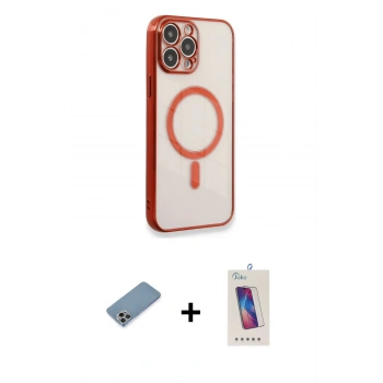MARSİLYAN™- iPhone 13 Pro Max Kılıf Doruk Minimal - Siyah Joko 5D Cam + Shine Kamera Lens Koruma Cam - GI