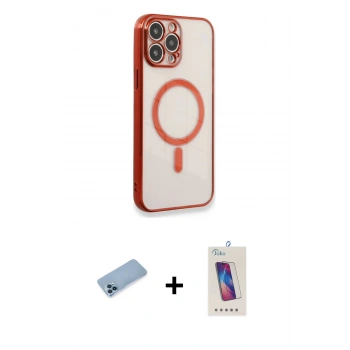 MARSİLYAN™- iPhone 13 Pro Max Kılıf Doruk Minimal - Siyah Joko 5D Cam + Shine Kamera Lens Koruma Cam - MI