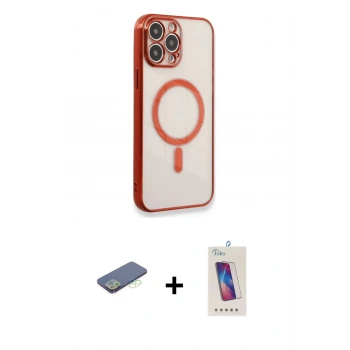 MARSİLYAN™- iPhone 13 Pro Max Kılıf Doruk Minimal - Siyah Joko 5D Cam + Renkli Kamera Lens Koruma Cam - YL
