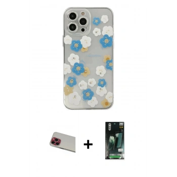 MARSİLYAN™- iPhone 13 Pro Max Kılıf Eksen Asil Prime - Şeffaf 360 Full Body Arka Koruyucu + Rainbow Kamera Lens Koruma Cam - KI