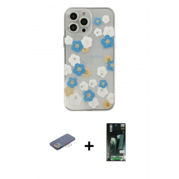 MARSİLYAN™- iPhone 13 Pro Max Kılıf Eksen Asil Prime - Şeffaf 360 Full Body Arka Koruyucu + Renkli Kamera Lens Koruma Cam - MI